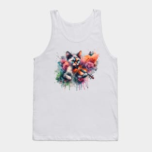 Devon Rex Cat Playing Violin Tank Top